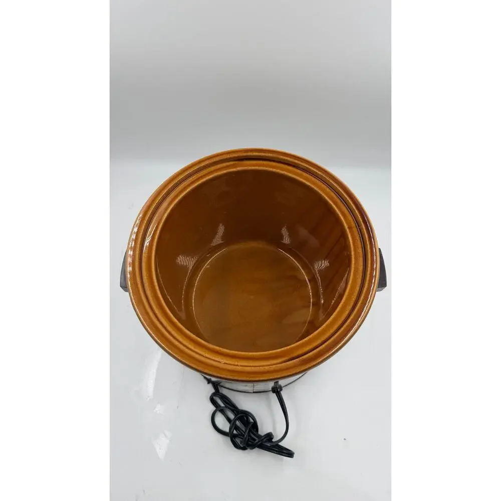 VTG Rival Crock Pot 3 1/2 Quart Slow Cooker w Glass Lid Model 3100 Almond Orange